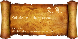 Kohári Marianna névjegykártya